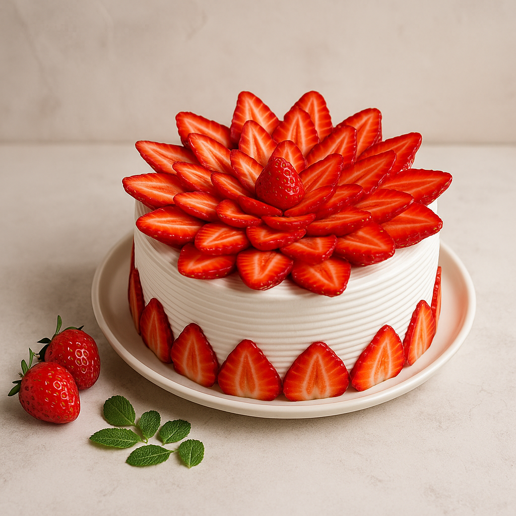 Freshly made strawberry cake